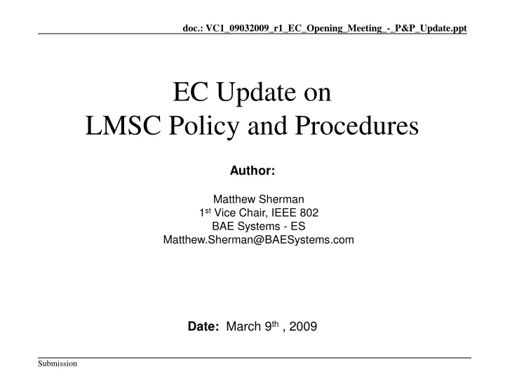 ec update on lmsc policy and procedures