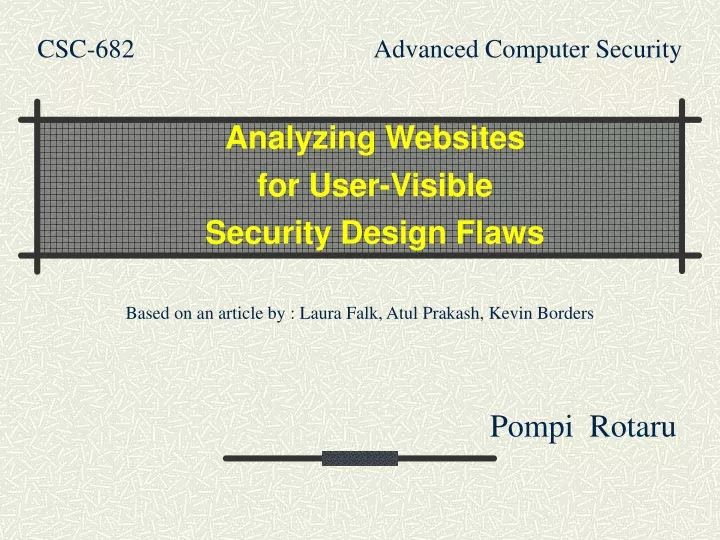 analyzing websites for user visible security design flaws
