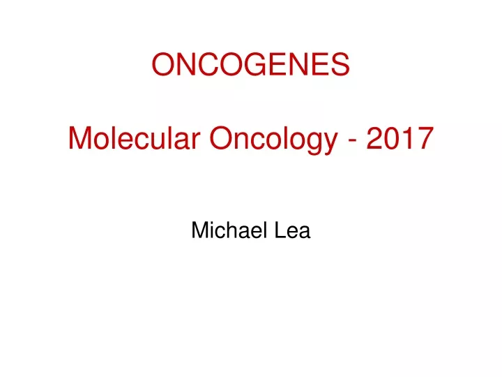oncogenes molecular oncology 2017