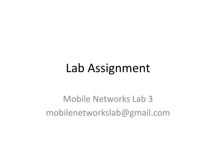 lab assignment