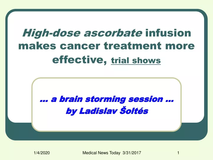 high dose ascorbate infusion makes cancer treatment more effective trial shows