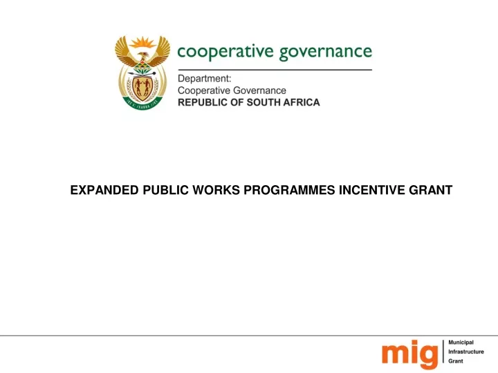 expanded public works programmes incentive grant
