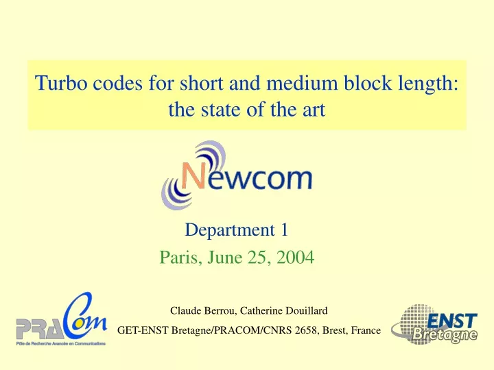 turbo codes for short and medium block length