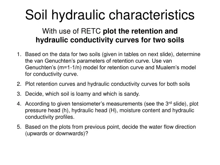 soil hydraulic characteristics