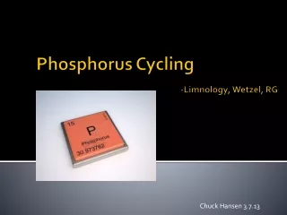Phosphorus Cycling -Limnology, Wetzel, RG