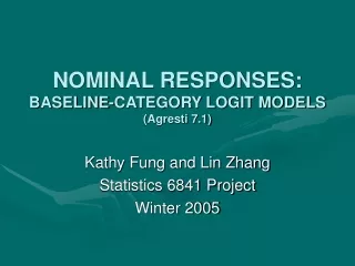 NOMINAL RESPONSES: BASELINE-CATEGORY LOGIT MODELS  (Agresti 7.1)