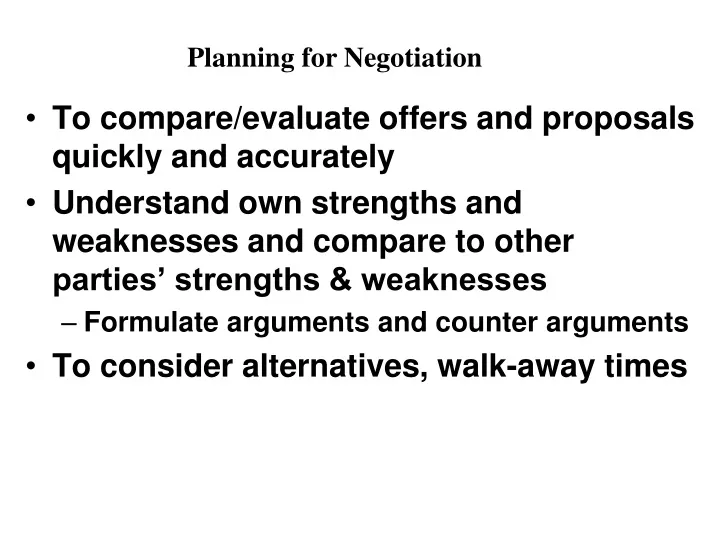 planning for negotiation
