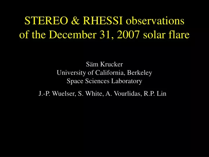 stereo rhessi observations of the december 31 2007 solar flare