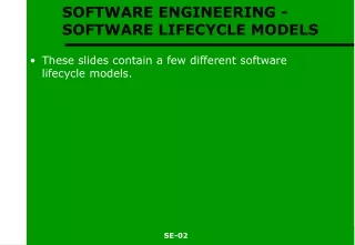 SOFTWARE ENGINEERING - SOFTWARE LIFECYCLE MODELS