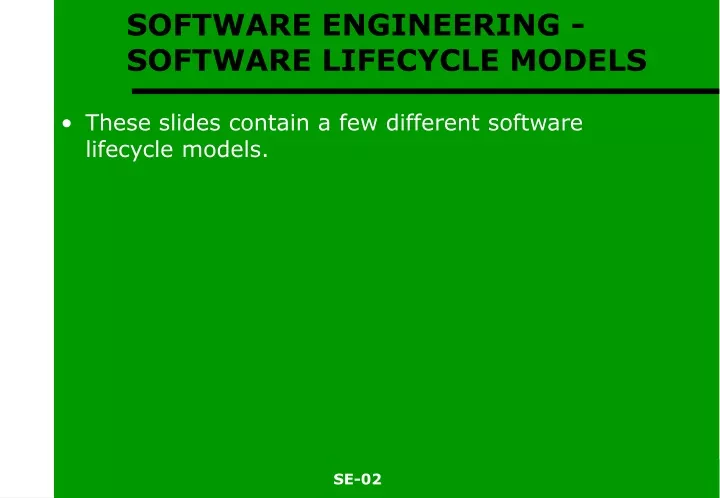 software engineering software lifecycle models
