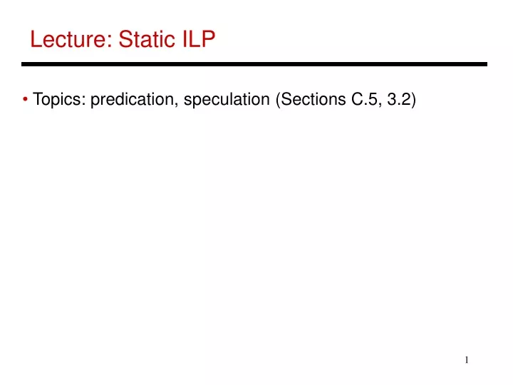 lecture static ilp