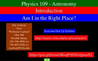 Physics 109 - Astronomy
