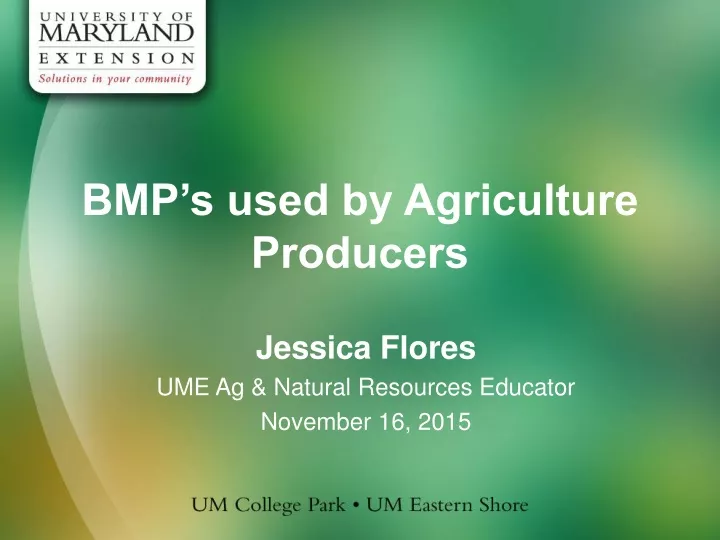 bmp s used by agriculture producers