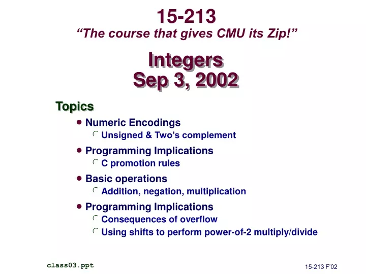 15 213 the course that gives cmu its zip