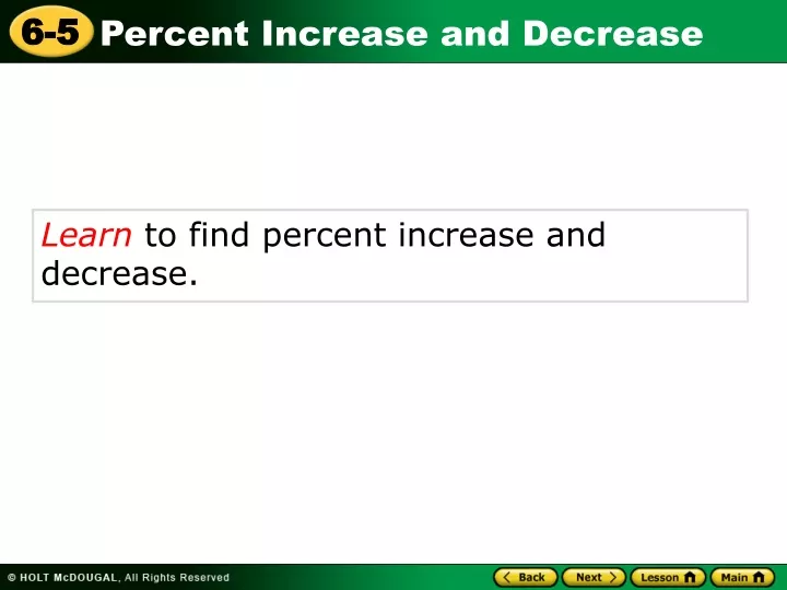 learn to find percent increase and decrease