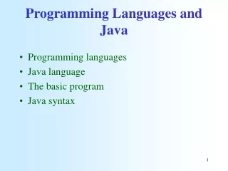 Programming Languages and Java