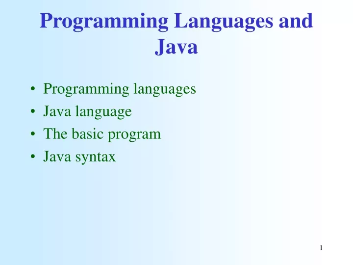 programming languages and java