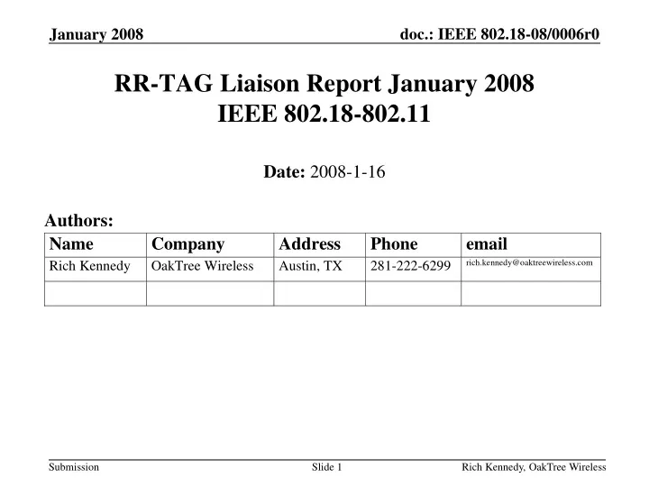 rr tag liaison report january 2008 ieee 802 18 802 11