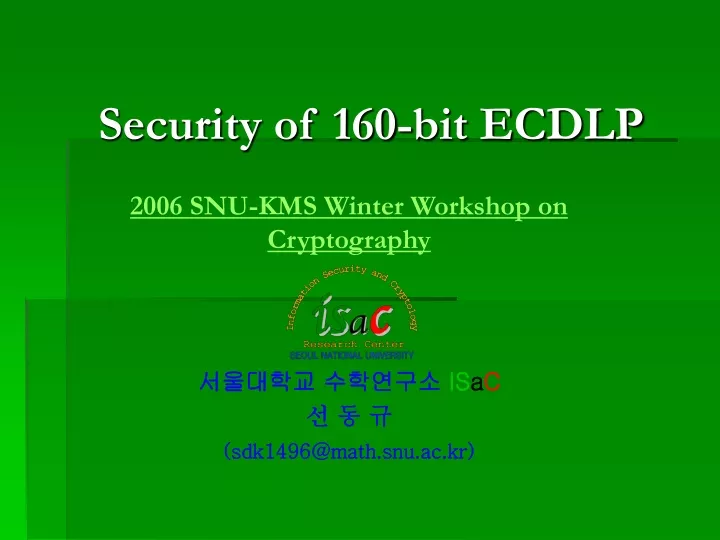 security of 160 bit ecdlp