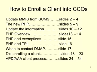 How to Enroll a Client into CCOs