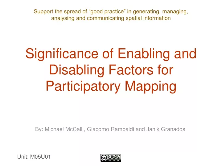 significance of enabling and disabling factors for participatory mapping