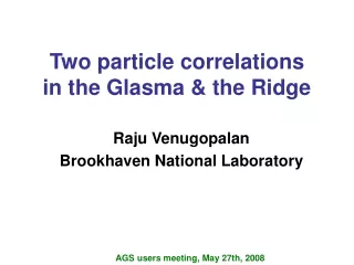 Two particle correlations  in the Glasma &amp; the Ridge