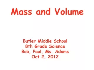 Mass and Volume