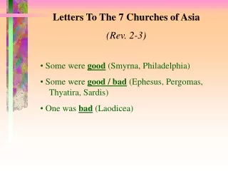 Letters To The 7 Churches of Asia (Rev. 2-3)