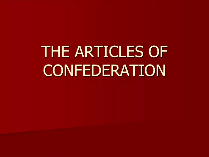 the articles of confederation