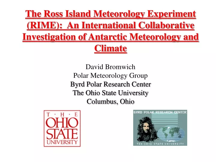the ross island meteorology experiment rime