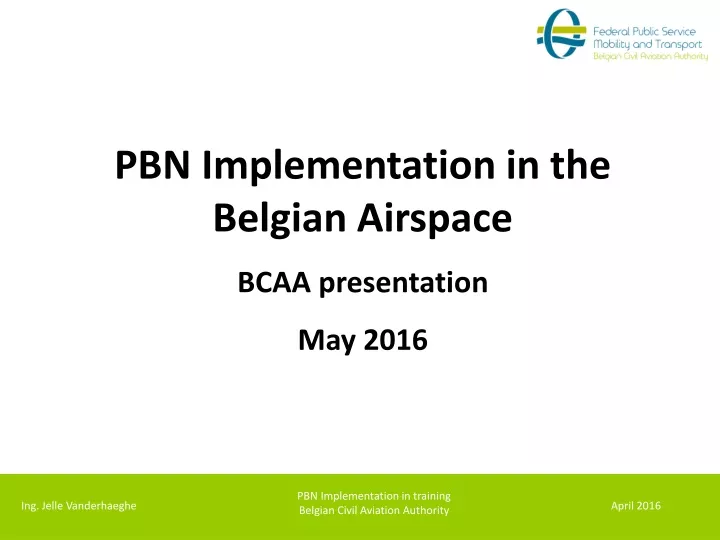 pbn implementation in the belgian airspace bcaa