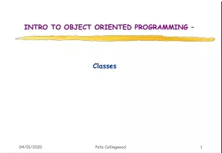 INTRO TO OBJECT ORIENTED PROGRAMMING –