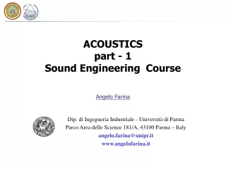 ACOUSTICS part - 1  Sound Engineering  Course