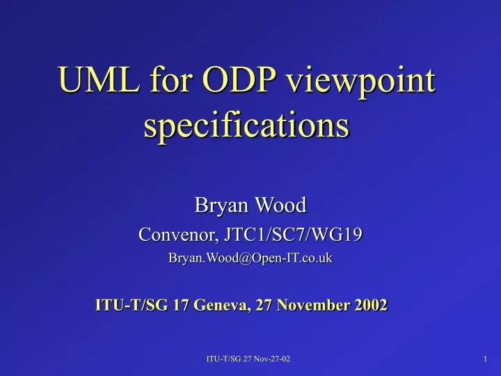 uml for odp viewpoint specifications