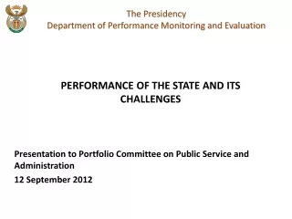 Presentation to Portfolio Committee on Public Service and Administration 12 September 2012