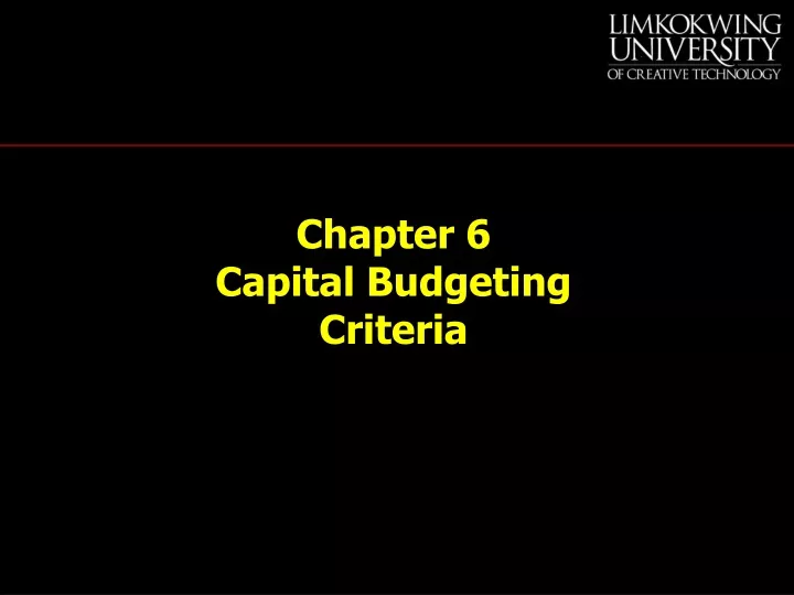 chapter 6 capital budgeting criteria