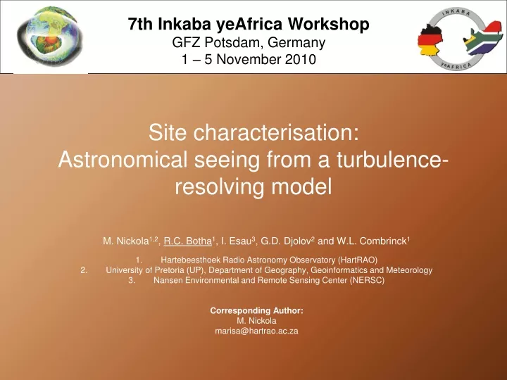 site characterisation astronomical seeing from a turbulence resolving model