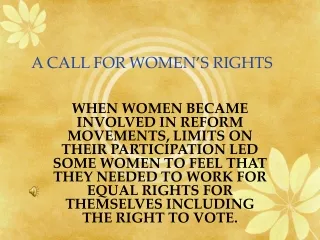 A CALL FOR WOMEN’S RIGHTS