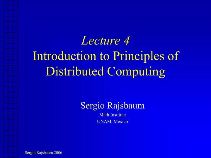 lecture 4 introduction to principles of distributed computing