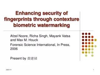 Enhancing security of  fingerprints through contexture biometric watermarking