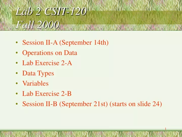 lab 2 csit 120 fall 2000
