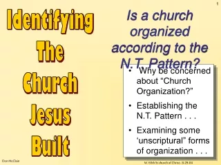 Identifying  The  Church  Jesus  Built