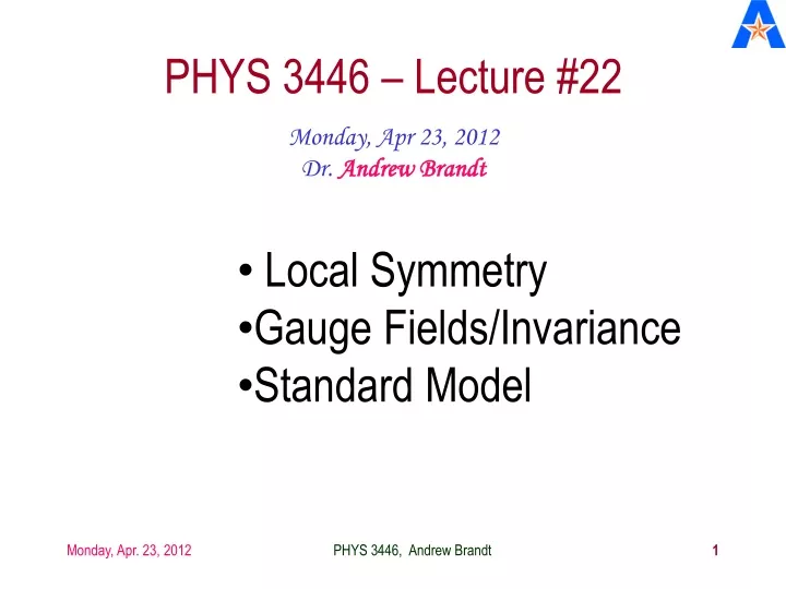 phys 3446 lecture 22