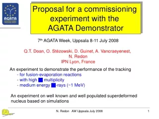 Proposal  for a commissioning  experiment with the  AGATA Demonstrator