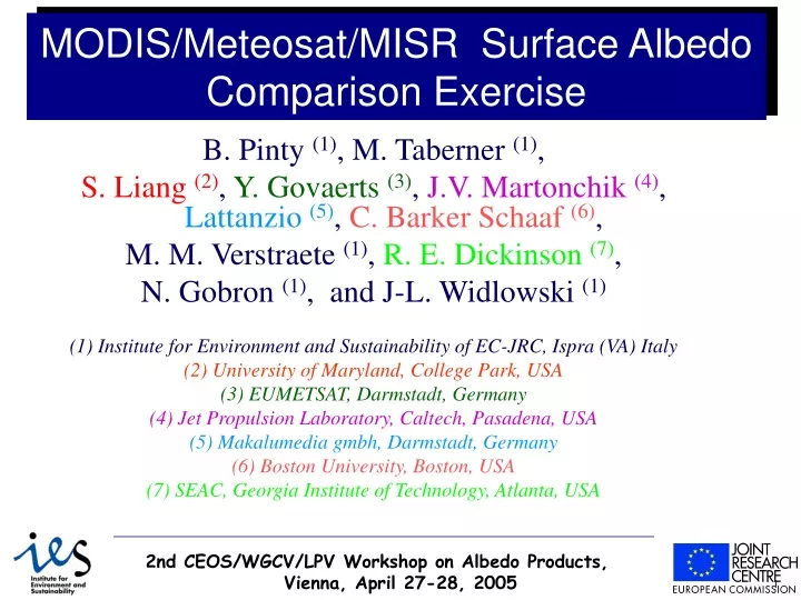 modis meteosat misr surface albedo comparison exercise