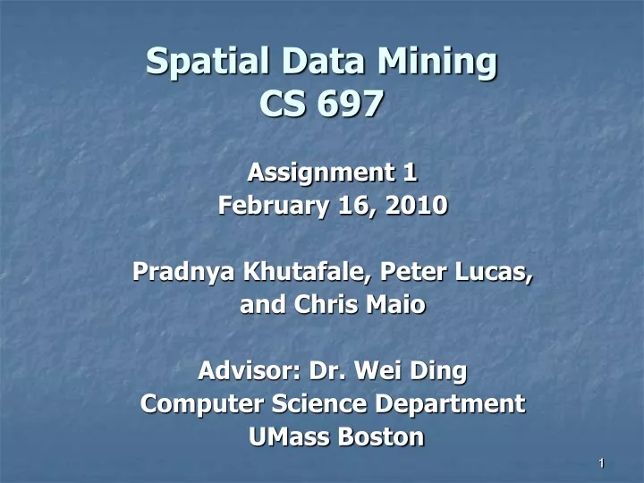spatial data mining cs 697