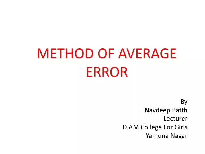 method of average error