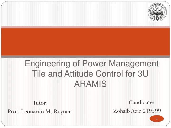 engineering of power management tile and attitude control for 3u aramis