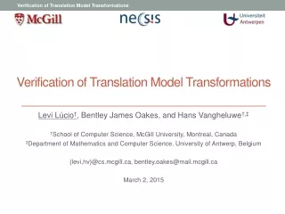 Verification of Translation Model Transformations