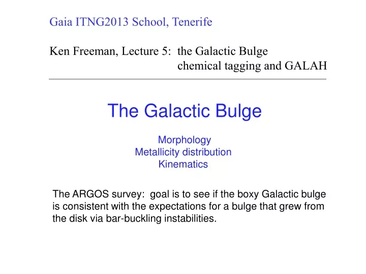 gaia itng2013 school tenerife ken freeman lecture